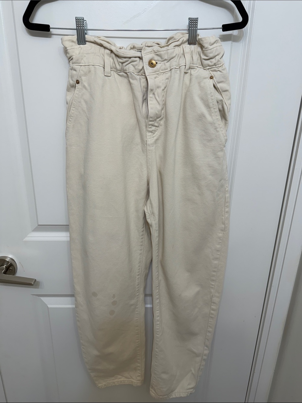 Cream Paperbag Waist Women’s Pants
